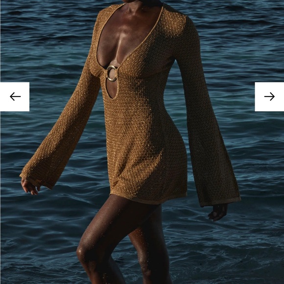 Monday Swimwear Other - Monday swimwear -MONTEGO MINI DRESS - ANTIQUE GOLD LACE CROCHET- petite